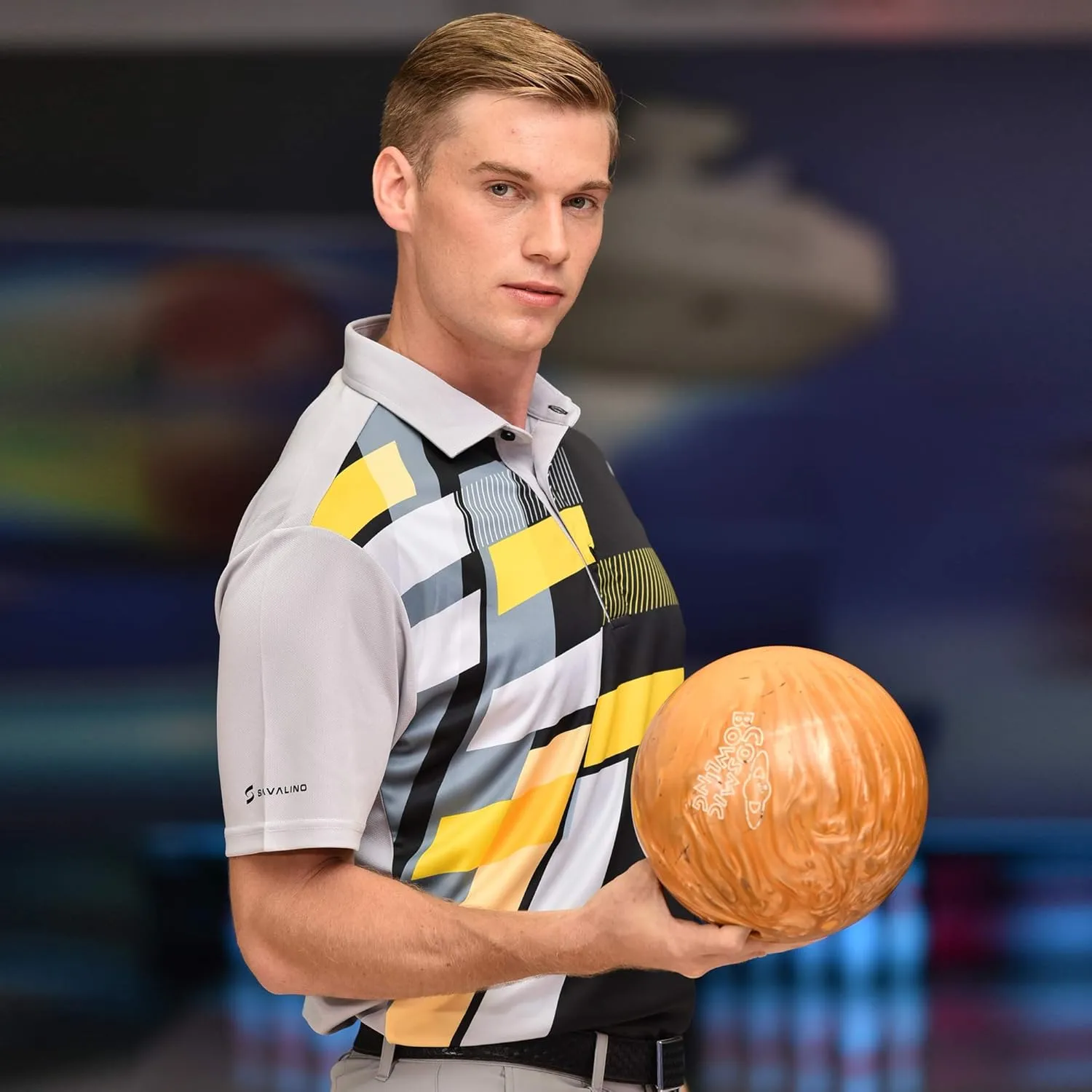 Men's Bowling Polo Shirts Material Wicks Sweat & Dries Fast, Size S-6XL