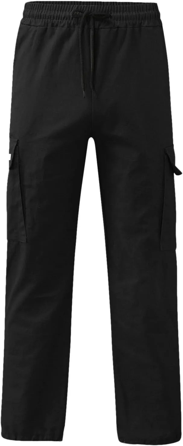 Mens Cargo Pants Summer Lightweight Elastic Waist Wide Pant Loose Fit Joggers Outdoor Hiking Trousers