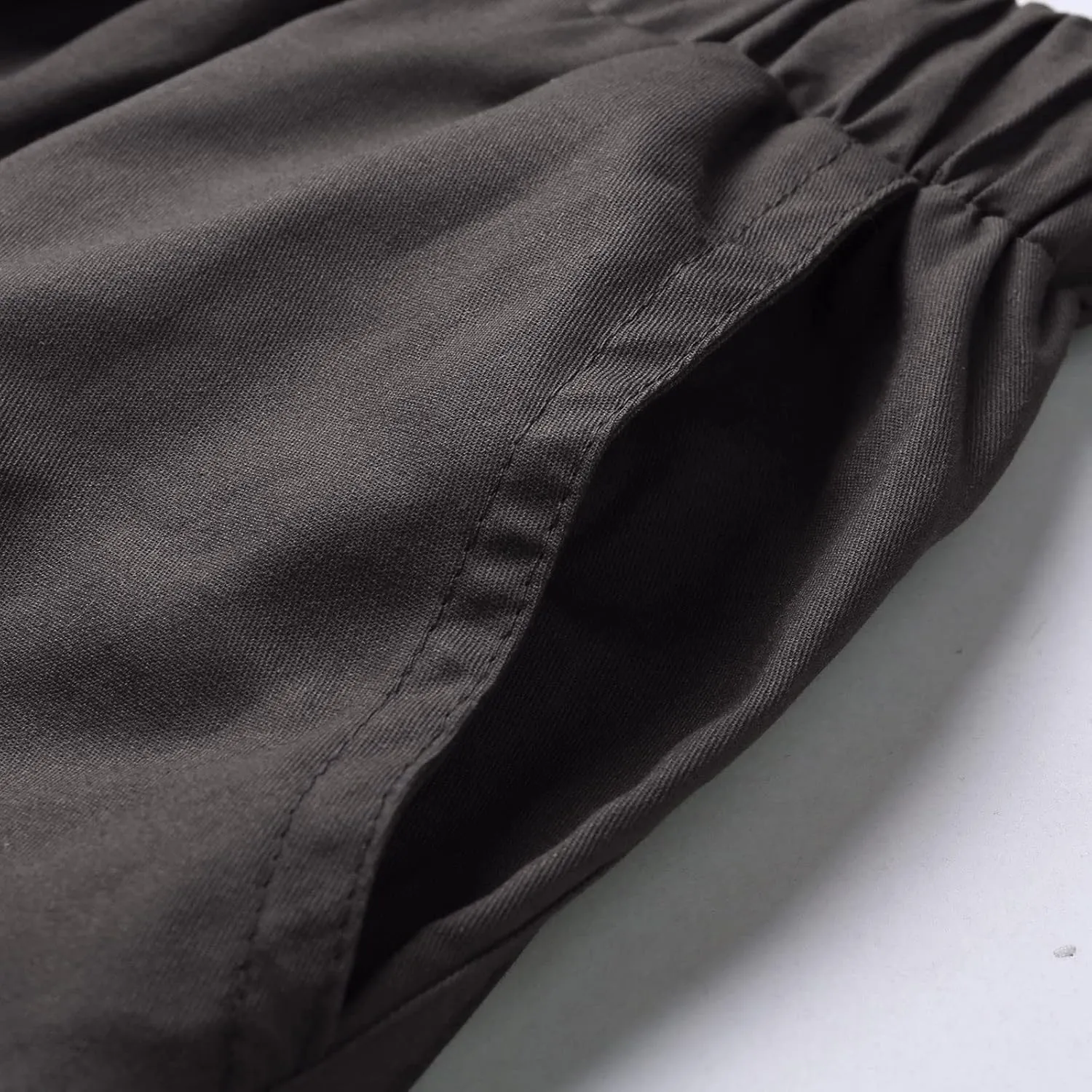 Mens Casual Cotton Cargo Pants Elastic Drawstring Joggers with Pockets Outdoor Sport Trousers Hiking Sweatpants