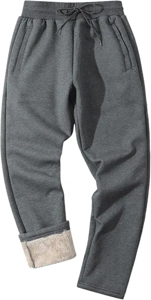 Mens Casual Cotton Sweatpants Drawstring Baggy Wide Straight Leg Sports Pants Outdoor Hiking Trousers