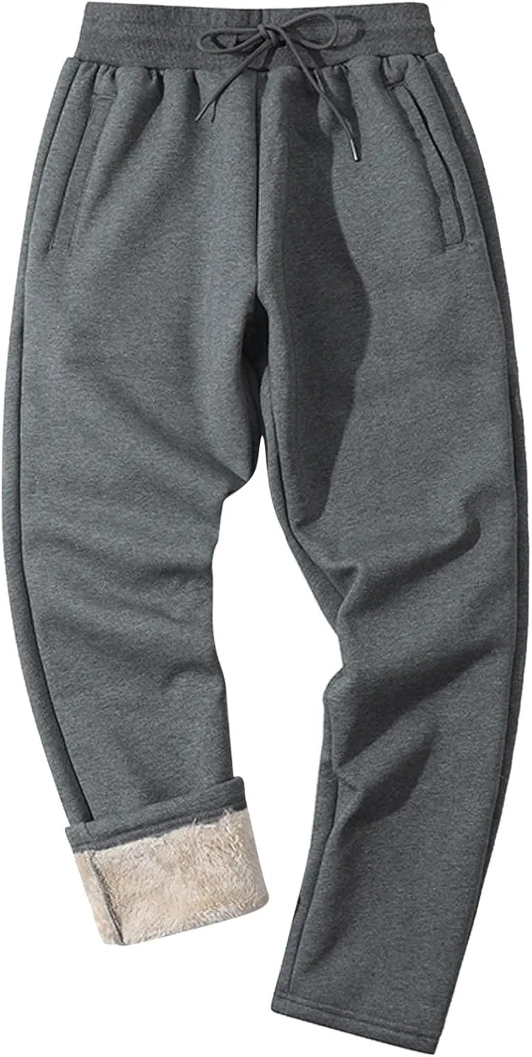 Mens Casual Cotton Sweatpants Drawstring Baggy Wide Straight Leg Sports Pants Outdoor Hiking Trousers