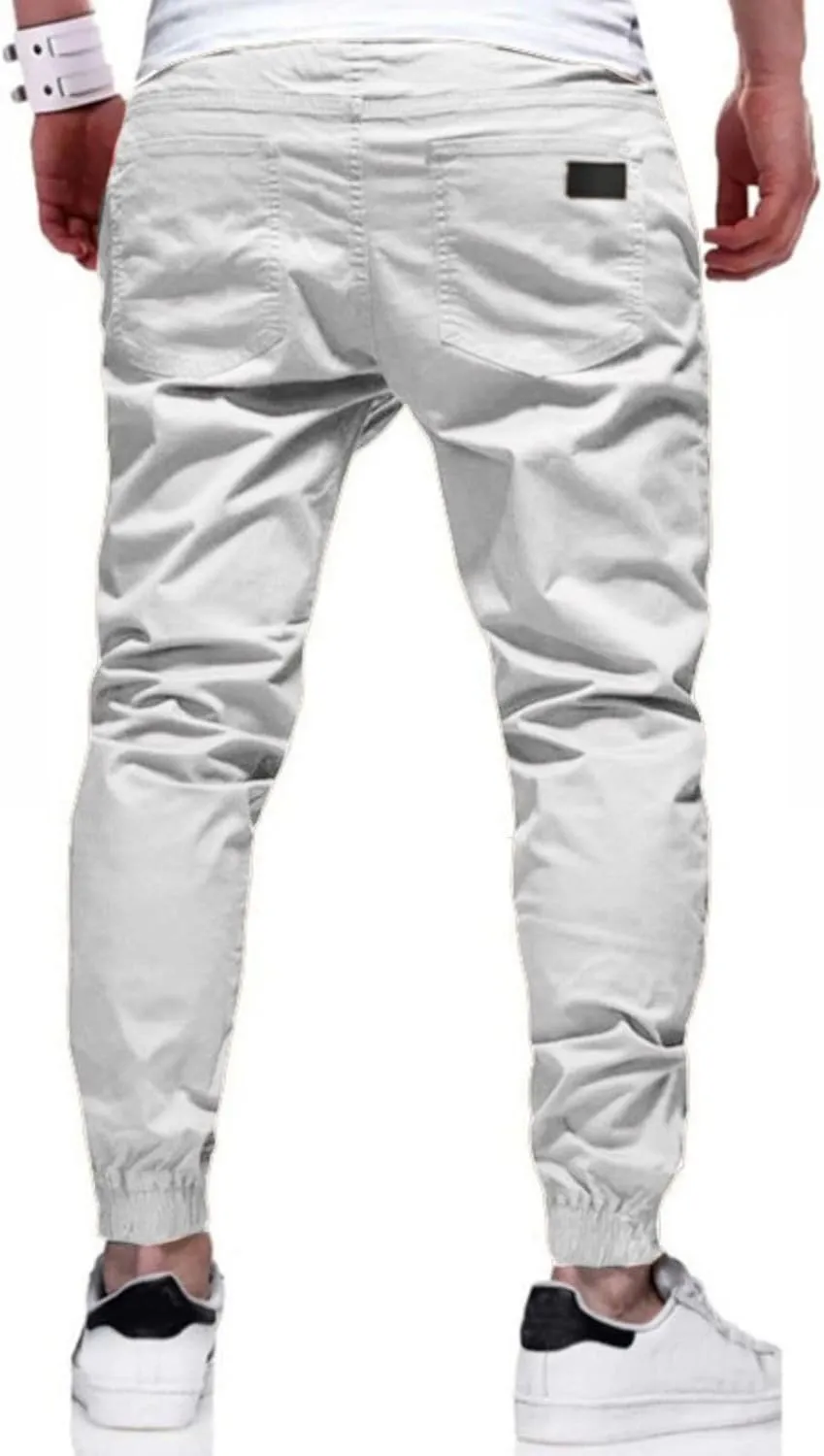 Mens Casual Joggers Pants Elastic Drawstring Chino Cargo Pants Hiking Outdoor Track Sweatpants