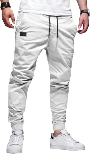 Mens Casual Joggers Pants Elastic Drawstring Chino Cargo Pants Hiking Outdoor Track Sweatpants