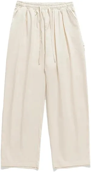 Mens Casual Loose Wide Leg Pants Oversized Harem Pants Pleated Design Baggy Joggers Sweatpants