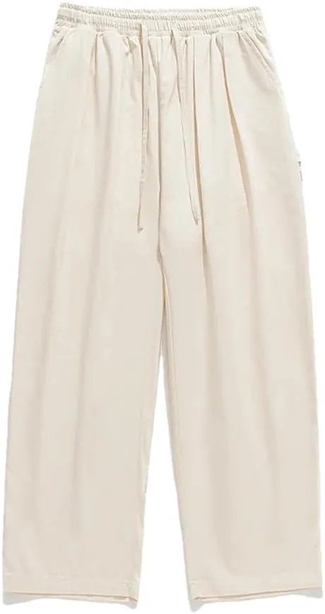 Mens Casual Loose Wide Leg Pants Oversized Harem Pants Pleated Design Baggy Joggers Sweatpants