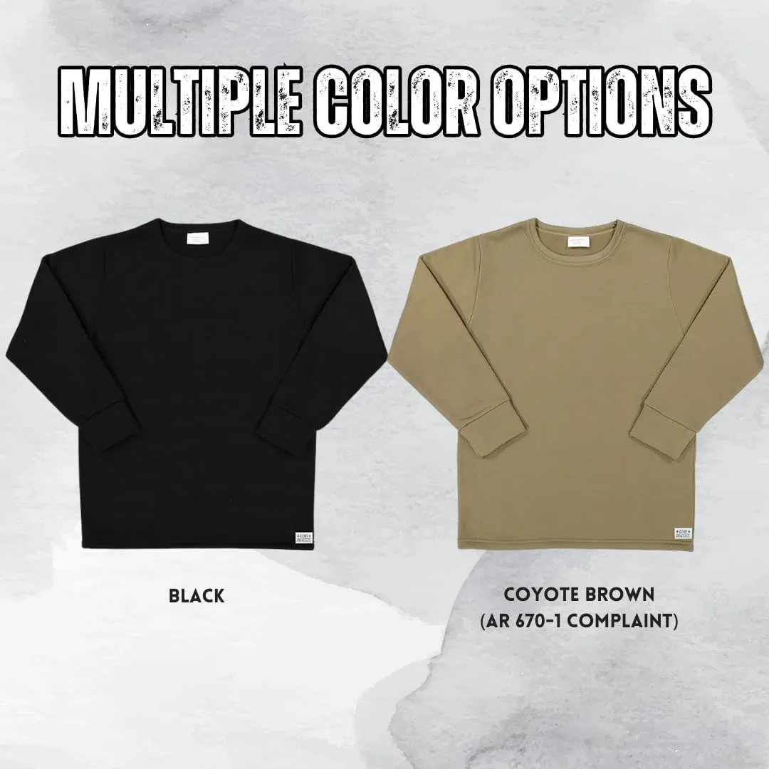 Men's Cold Weather Fleece-Lined Crew Neck Thermal ECWCS Undershirt Top Extreme Base Layer Shirt
