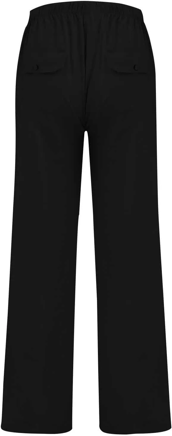 Men's Cotton Linen Pants Elastic Waist Drawstring Sweatpants with Pockets Casual Joggers Summer Beach Trousers