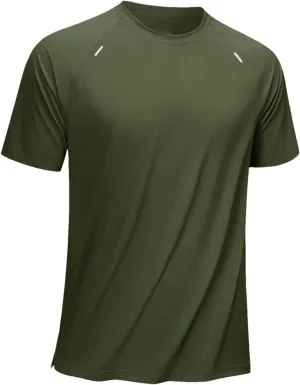 Men's Crew Neck Short Sleeve Lightweight Athletic T-Shirt Quick Dry Stretch Shirts Running Workout Gym Tee