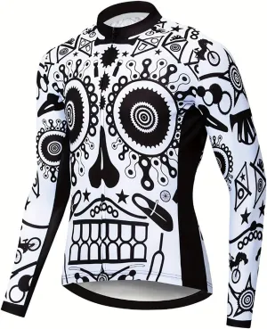 Men's Cycling Jersey Long Sleeve Biking Running Shirt Full Zipper Back Pocket Breathable Quick Dry Bicycle Jersey