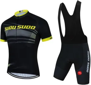 Men's Cycling Jersey Set Road Bike Shirts Short Sleeve Breathable Cycling Clothing Bib Shorts with 20D Gel Padded