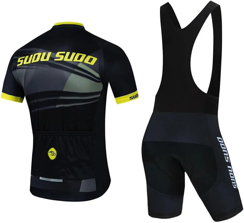 Men's Cycling Jersey Set Road Bike Shirts Short Sleeve Breathable Cycling Clothing Bib Shorts with 20D Gel Padded