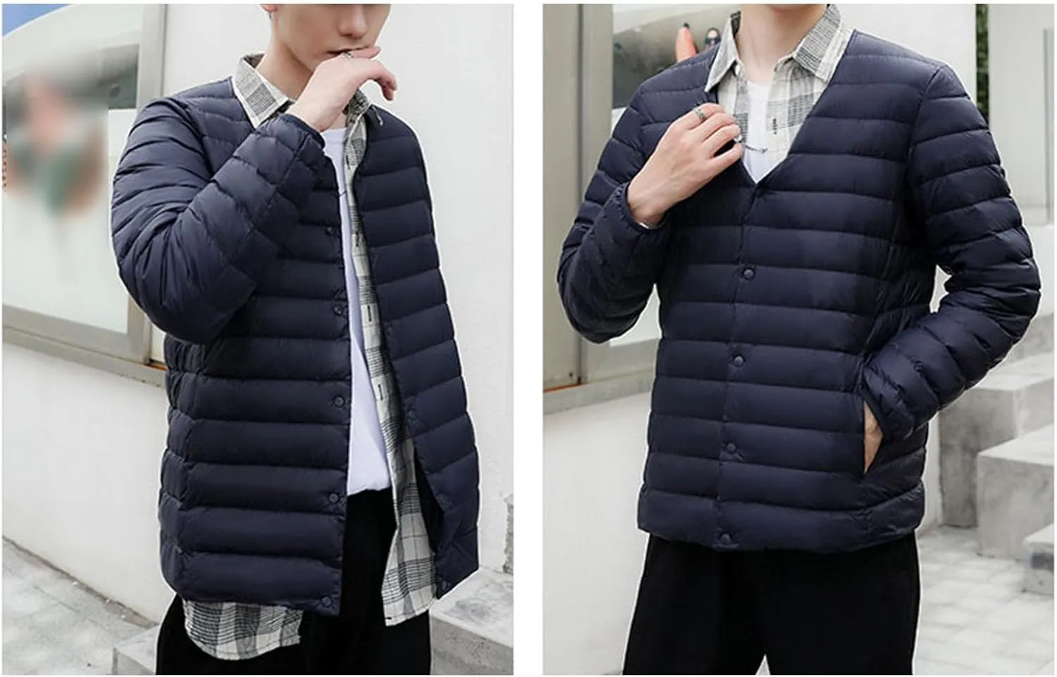 Men's Down Jacket Male Lightweight Puffer Winter Collarless Jacket Man Warm Inner Down Jacket Liner