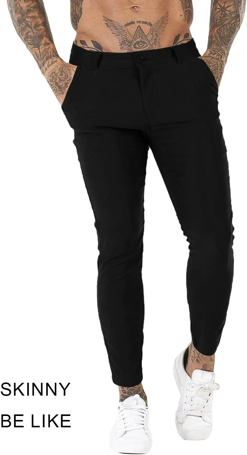 Mens Dress Pants Slim Fit Stretch Fashion Plaid Pant Skinny Leg