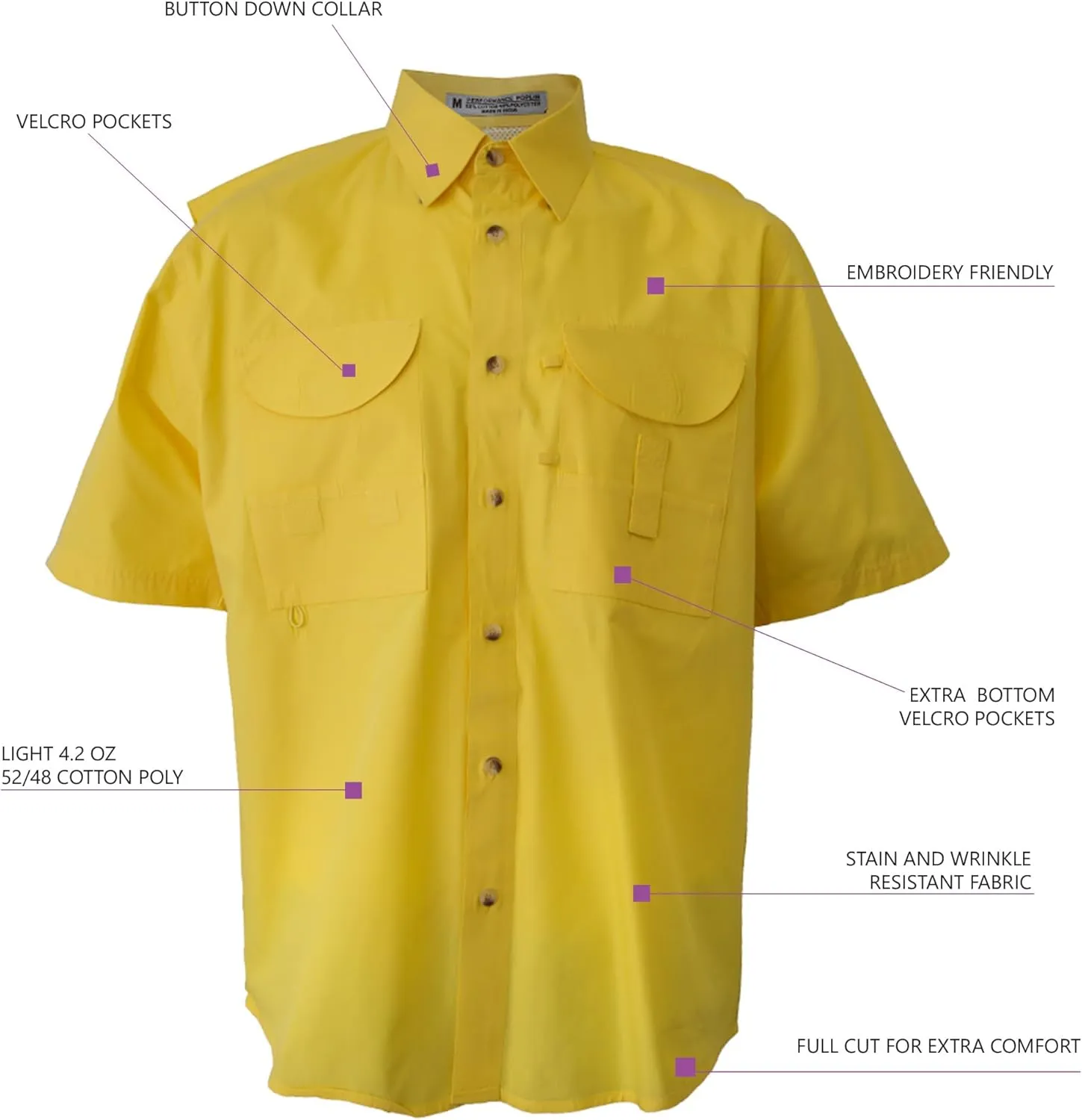 Mens Fishing Shirt Short Sleeve Button Down Quick Dry Outdoor Hiking Shirt Lightweight Breathable
