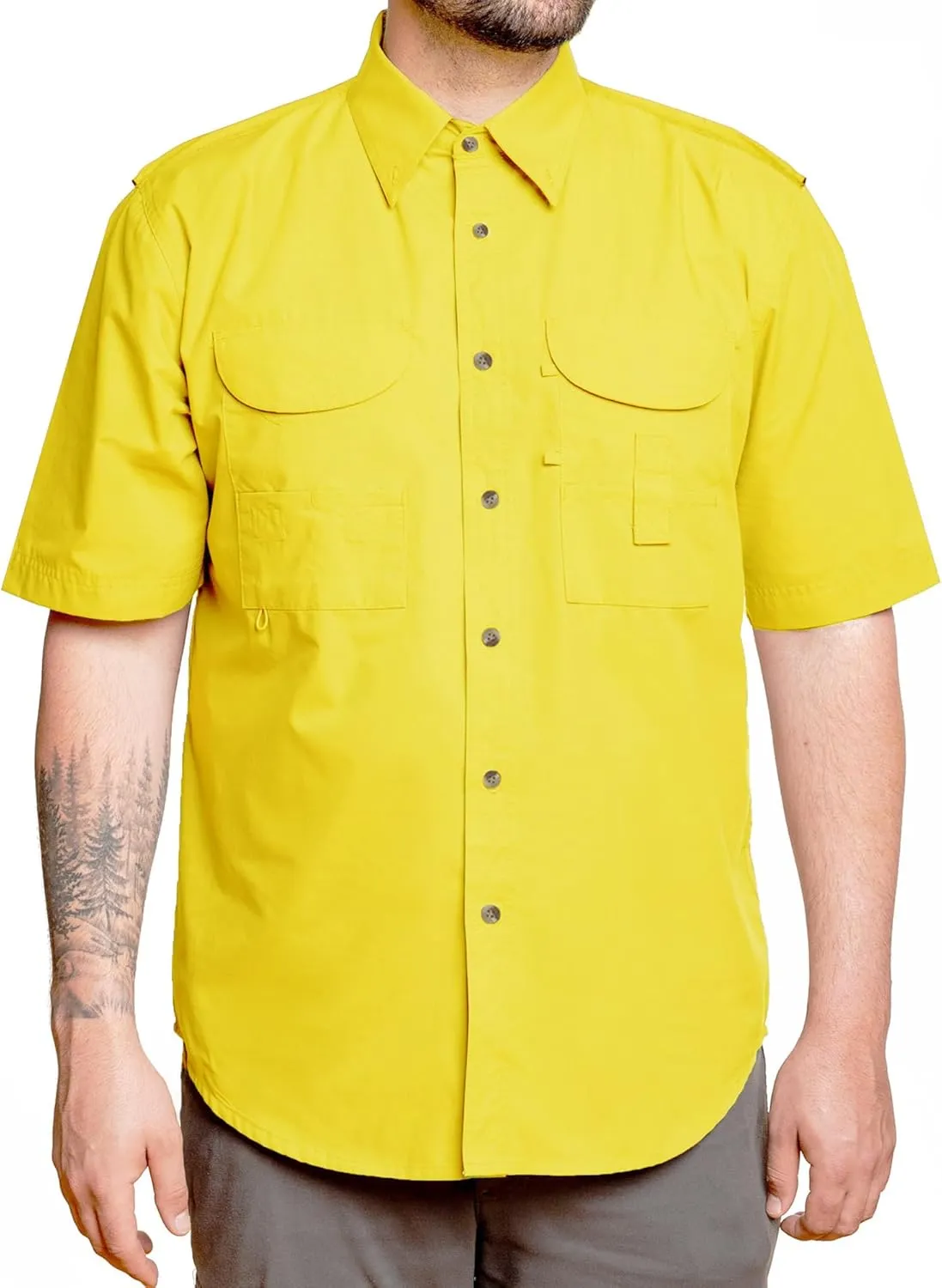 Mens Fishing Shirt Short Sleeve Button Down Quick Dry Outdoor Hiking Shirt Lightweight Breathable