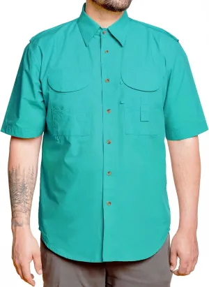 Mens Fishing Shirt Short Sleeve Button Down Quick Dry Outdoor Hiking Shirt Lightweight Breathable