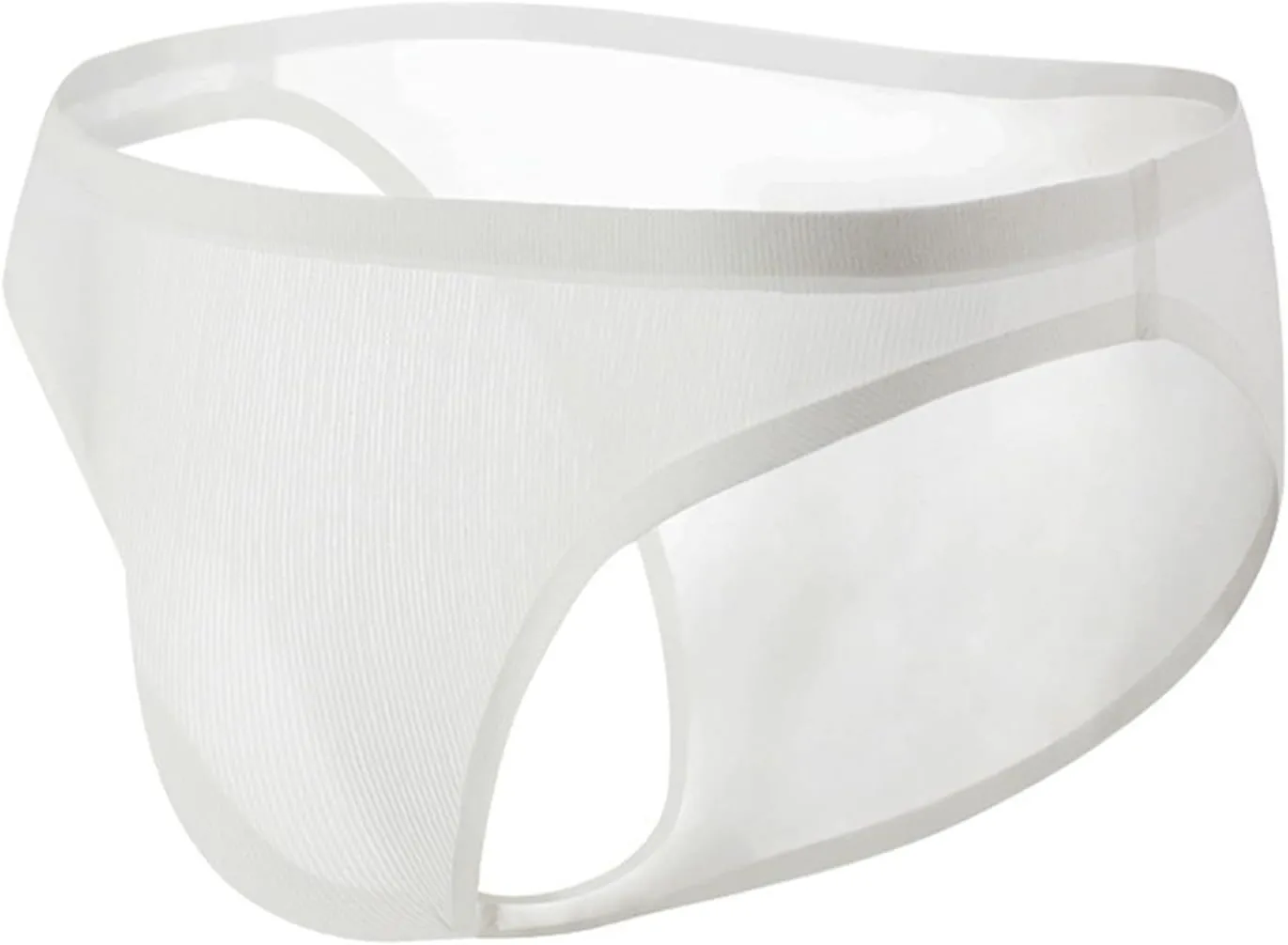 Men's Fishnet Underwear Mesh Sexy G-Strings See Through Thongs Bikini Pouch Underpants Breathable T-back White