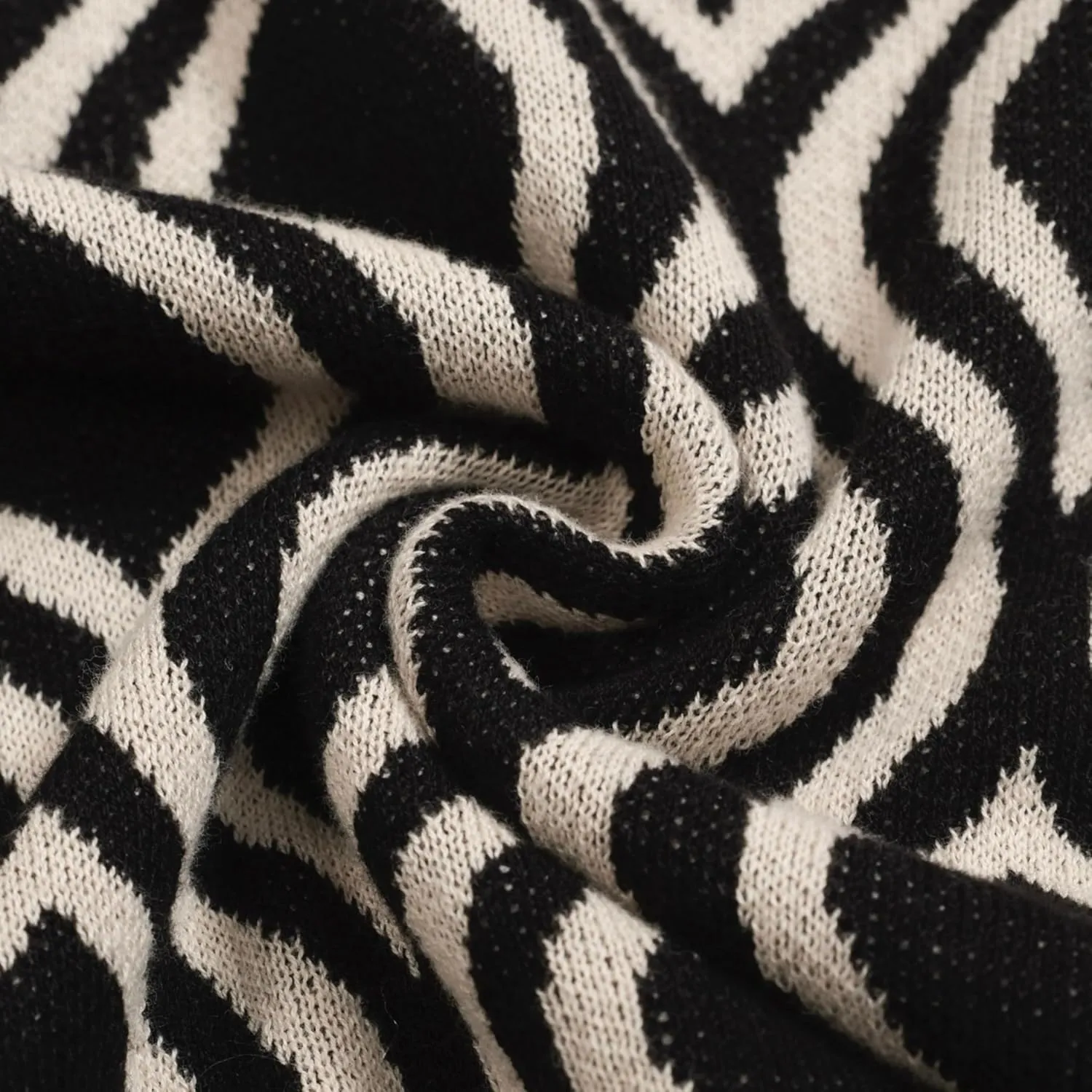 Men's Knitted Polo Shirts, 1960s Retro Pattern Cotton Short Sleeve with Quarter Button, Black Beige