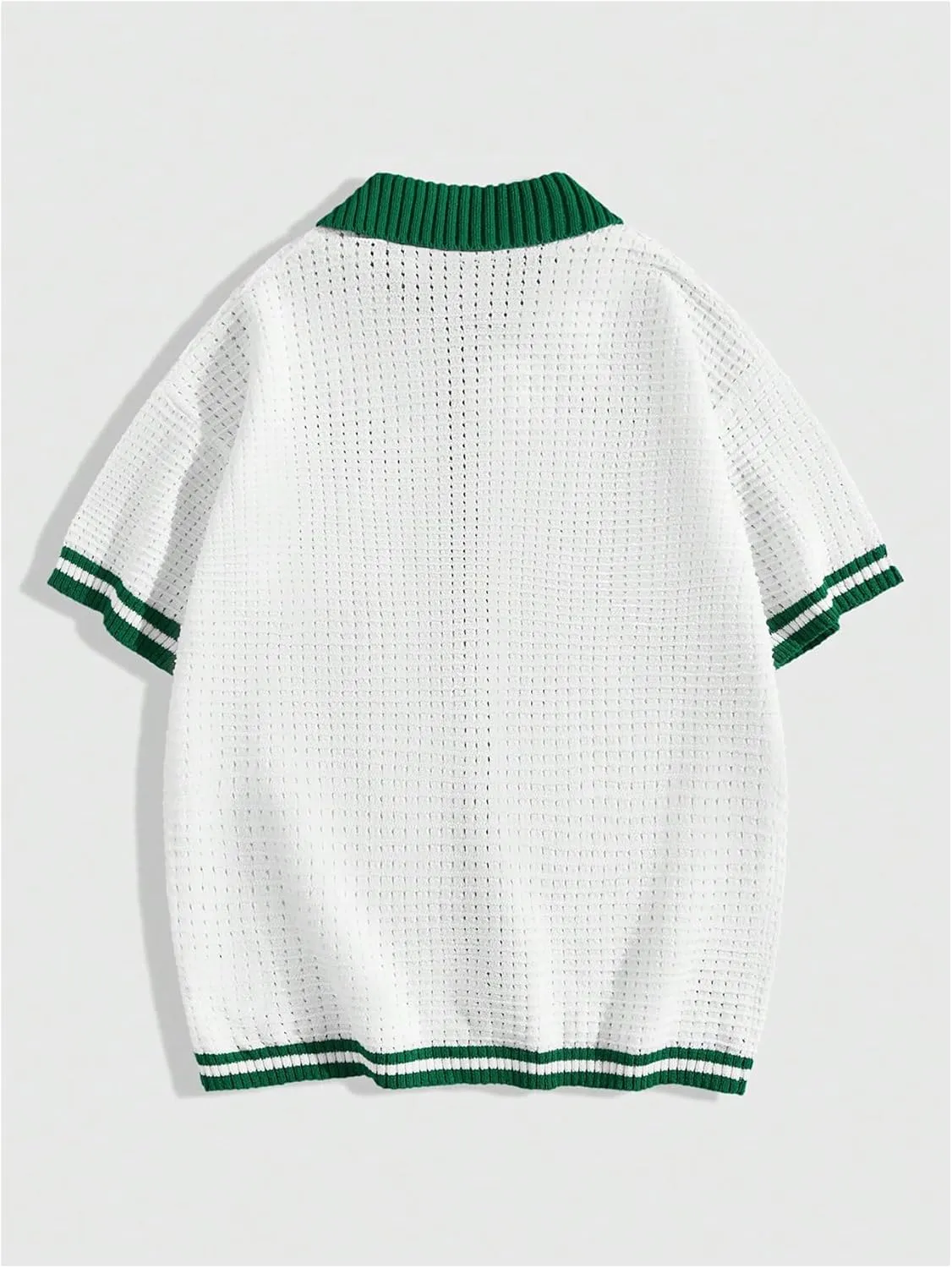 Men's Knitted Shirt Summer Vintage Striped Short Sleeve Casual Button Down Shirts Sweater
