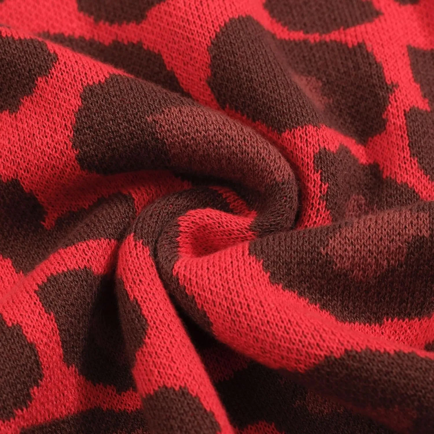 Men's Knitted Vintage Poloshirt, 1960s Mod Style V-Neck Retro Polo Pattern Shirt with Button Red