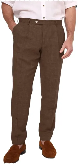 Men's Linen Dress Pants Lightweight Breathable Flat Front Formal Trousers for Wedding Office Travel