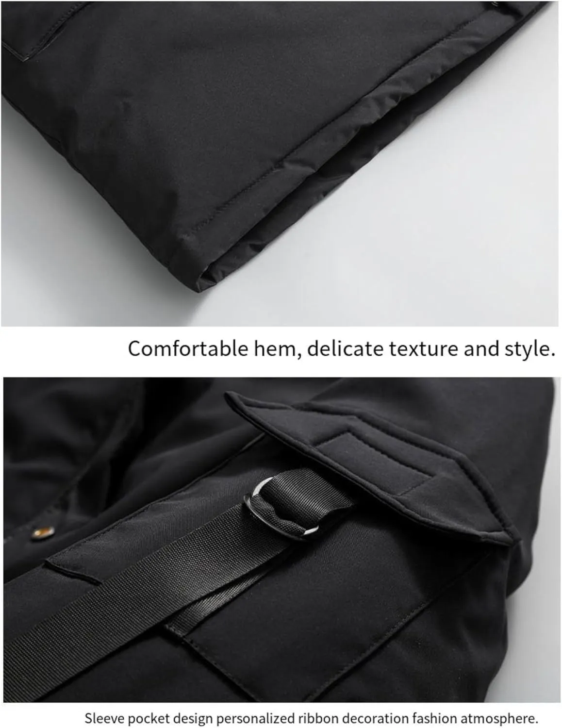 Men's Long Down Jacket with Hood Thickened Warm Cotton-Padded Winter Coat with Pockets Loose Version