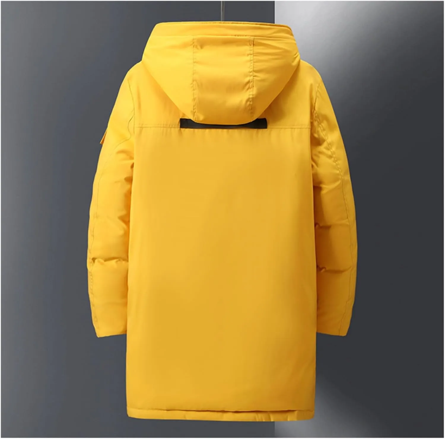 Men's Long Down Jacket with Hood Thickened Warm Cotton-Padded Winter Coat with Pockets Loose Version