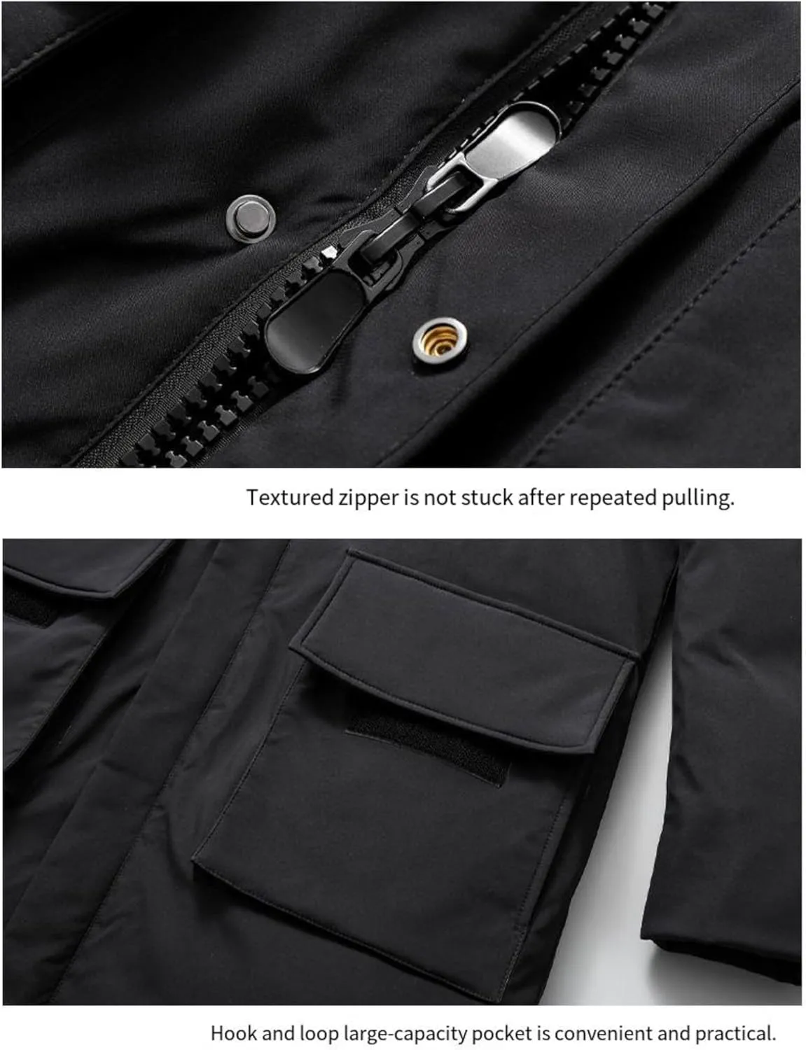 Men's Long Down Jacket with Hood Thickened Warm Cotton-Padded Winter Coat with Pockets Loose Version