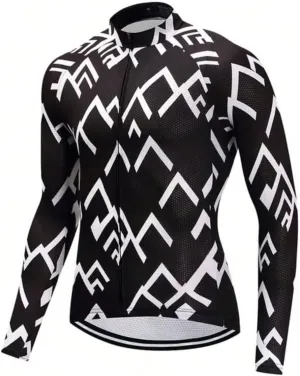 Men's Long Sleeve Cycling Jersey 3 Rear Pockets Bicycle Tops Quick Dry Breathable Biking Shirts