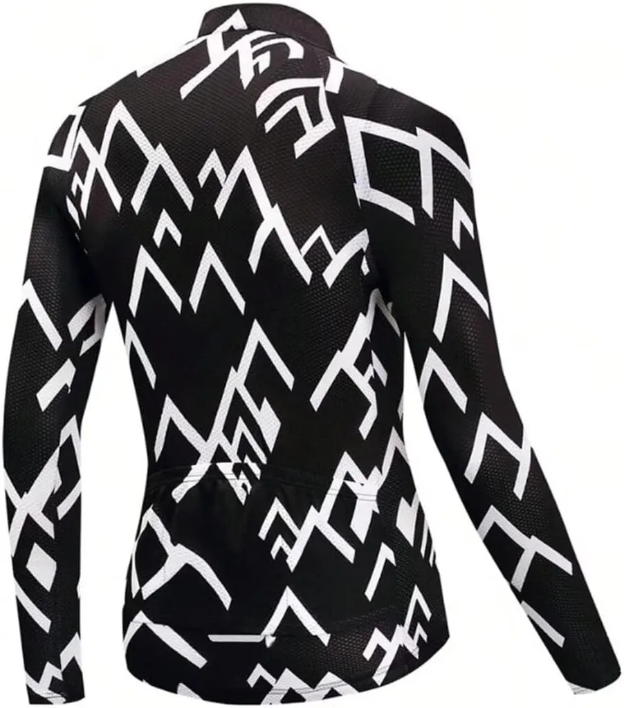 Men's Long Sleeve Cycling Jersey 3 Rear Pockets Bicycle Tops Quick Dry Breathable Biking Shirts