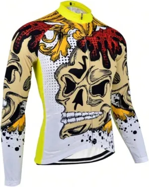 Men's Long Sleeve Cycling Jersey 3 Rear Pockets Bicycle Tops Quick Dry Breathable Biking Shirts