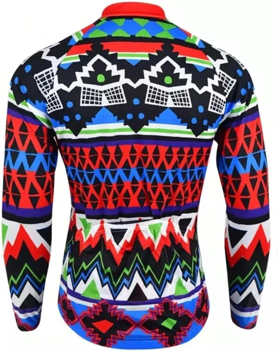 Men's Long Sleeve Cycling Jersey 3 Rear Pockets Bicycle Tops Quick Dry Breathable Biking Shirts