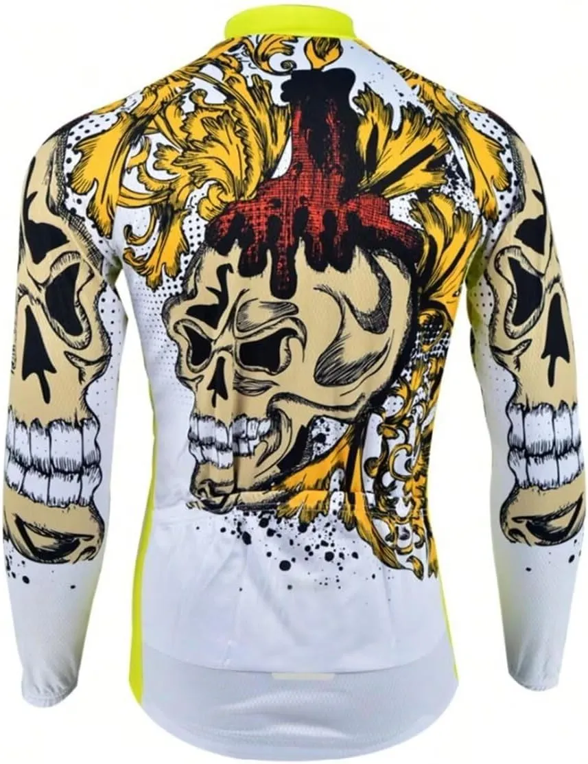 Men's Long Sleeve Cycling Jersey 3 Rear Pockets Bicycle Tops Quick Dry Breathable Biking Shirts