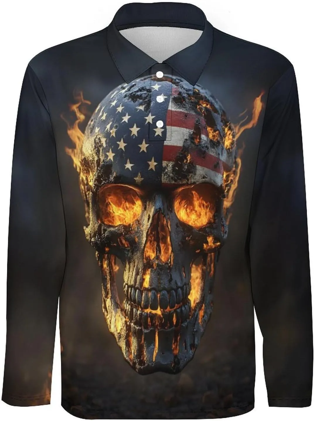 Men's Long Sleeve Polo Shirt Novelty 3D Printed Quick-Dry Golf Shirts Regular Fit Jersey Tennis Shirt