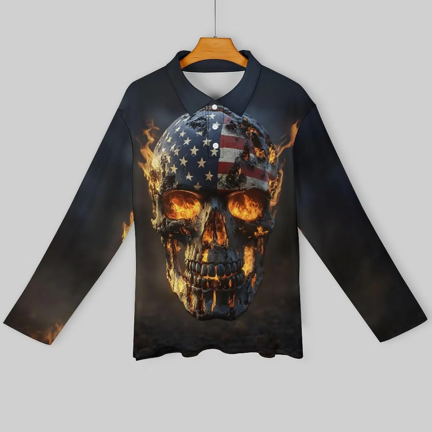 Men's Long Sleeve Polo Shirt Novelty 3D Printed Quick-Dry Golf Shirts Regular Fit Jersey Tennis Shirt