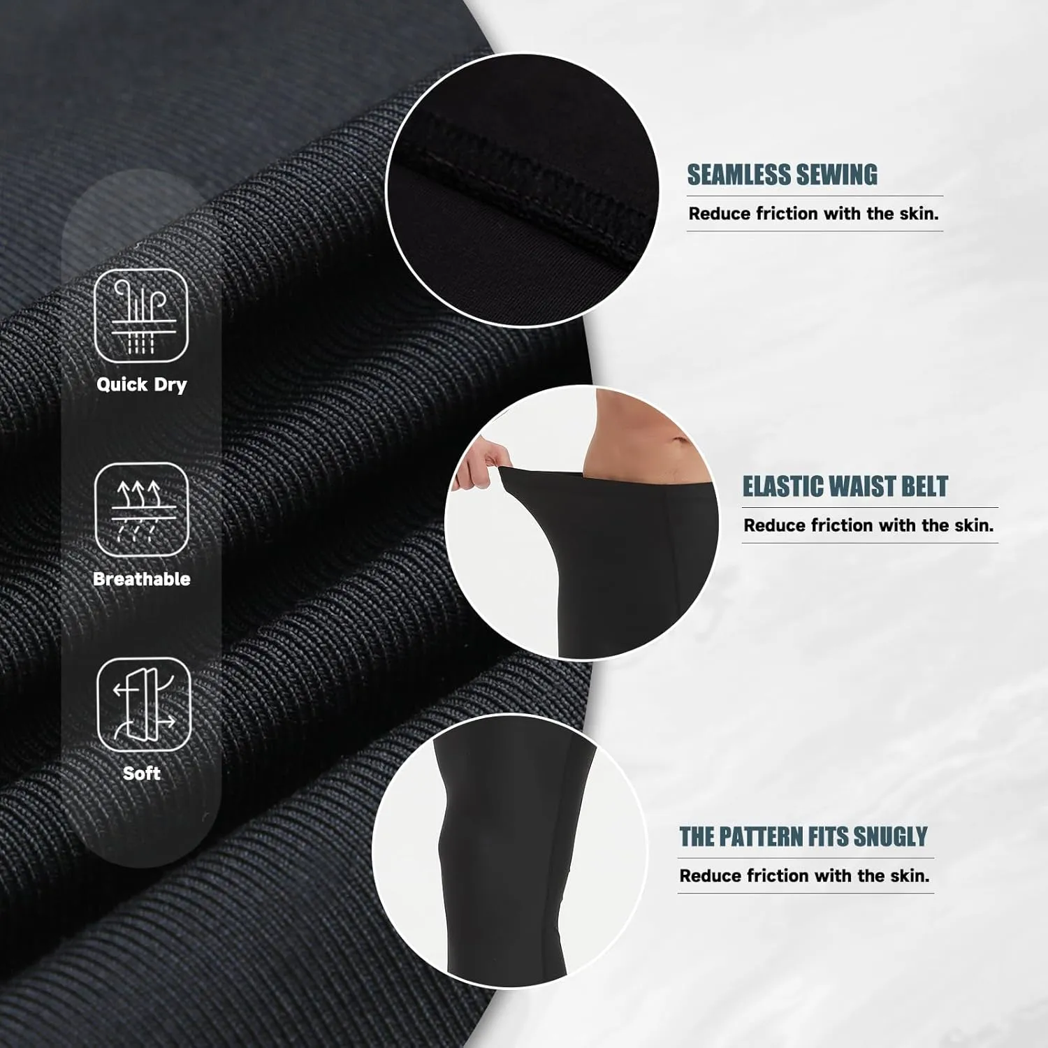 Men's Long Swim Pants UV Protection Compression Workout Surfing Legging Quick-Dry & Breathable Swimming Pants