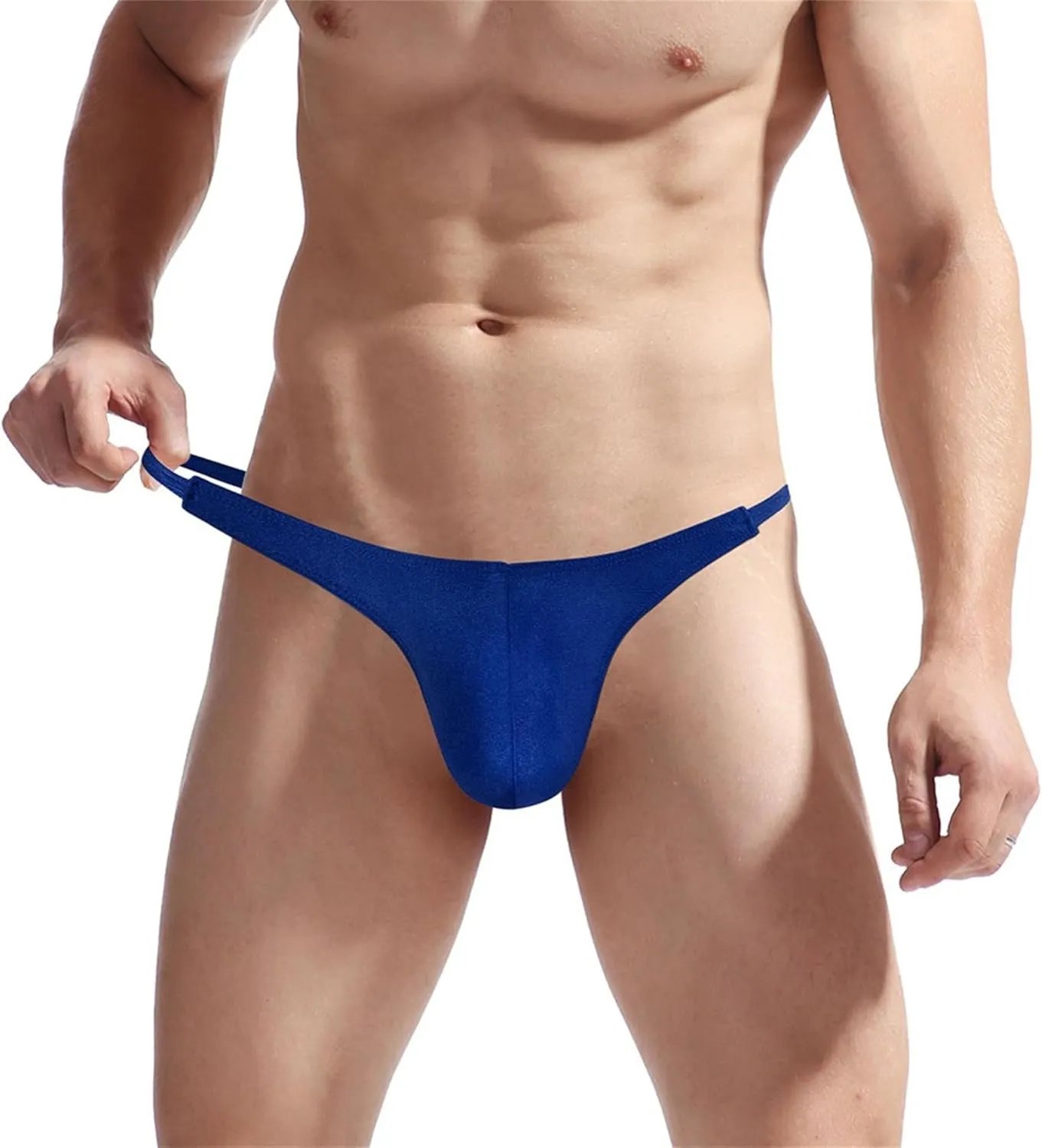 Men's Low Waist Solid Color Thong G String Breathable Men Boxer Briefs Silky Sexy Bulge Pouch Underwear
