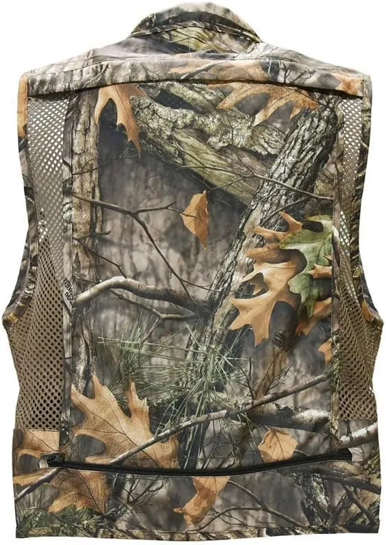 Men's Outdoor Fishing Vest Tactical Camo Mesh Vest with Multi-Pockets for Fishing Hunting Hiking Climbing