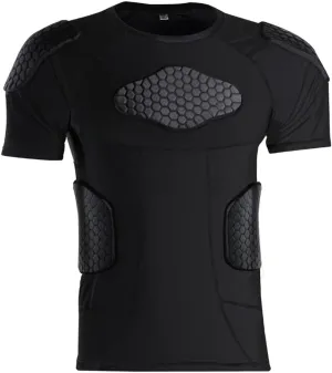 Mens Padded Shirts Short Sleeve Compression T Shirt Rib Chest Protective Gear