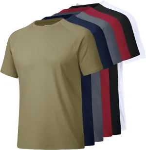 Men'S Plain Round Neck Raglan Sleeve Sports Breathable and Quick Drying T-Shirt
