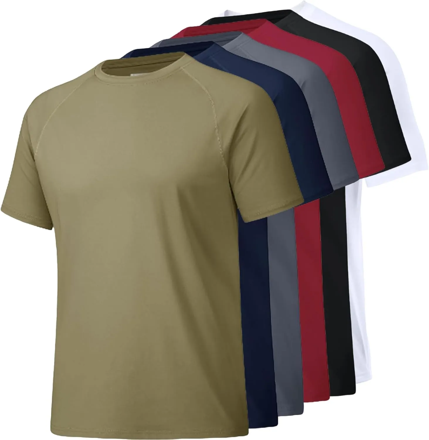 Men'S Plain Round Neck Raglan Sleeve Sports Breathable and Quick Drying T-Shirt