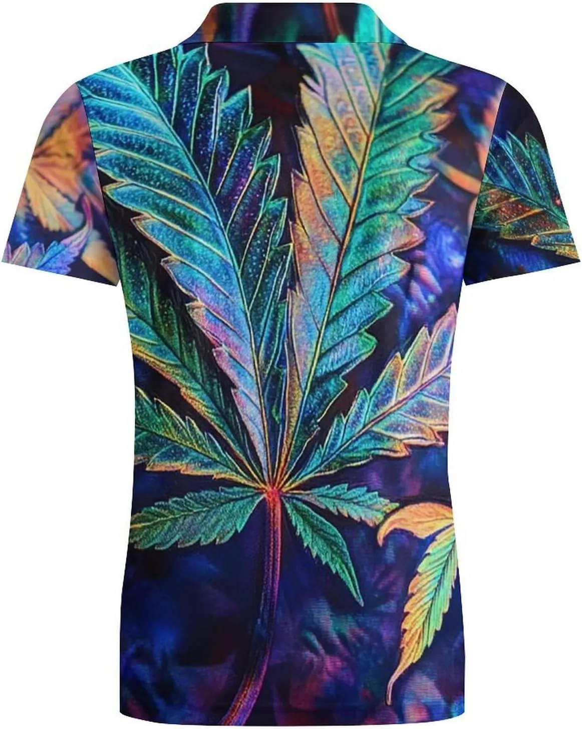 Men's Psychedelic Bright Cannabis Leafs Polo Shirts Short Sleeve Cool Golf Shirt Quick-Dry Activewear Polos