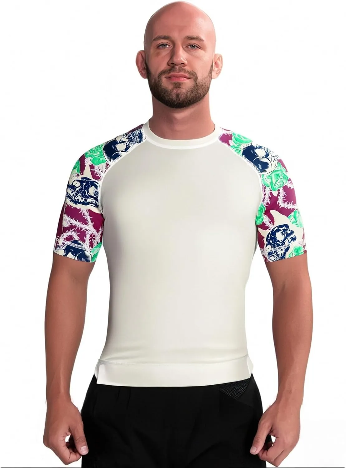 Men's Rash Guard Skins Compression Shirt UPF 50  Quick Dry Short Sleeve Compression Shirts, Athletic Workout Shirt