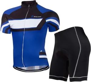 Men's Short Sleeve Cycling Jersey Set Breathable Quick Dry 3D Padded Bicycle Shorts MTB Bike Clothing