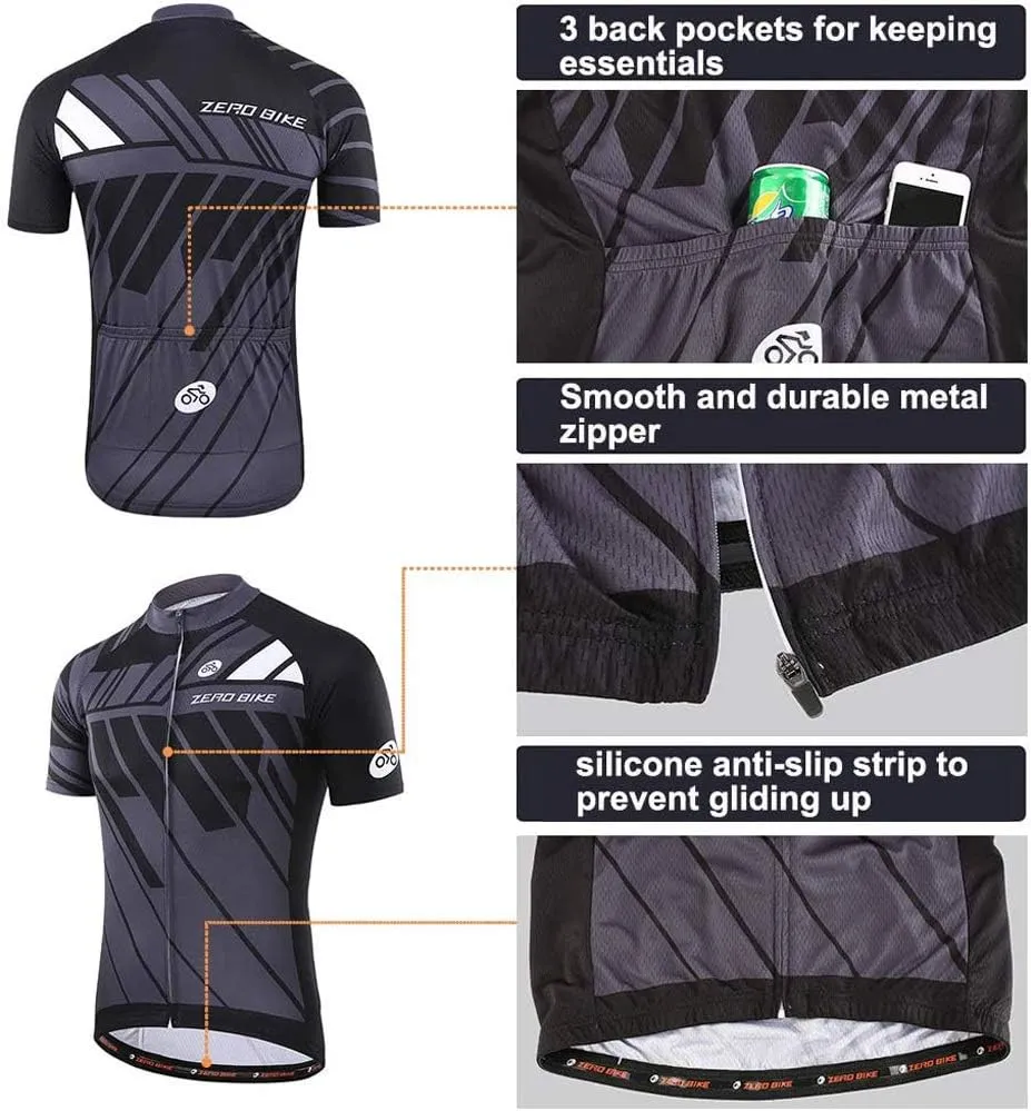 Men's Short Sleeve Cycling Jersey Set Breathable Quick Dry 3D Padded Bicycle Shorts MTB Bike Clothing
