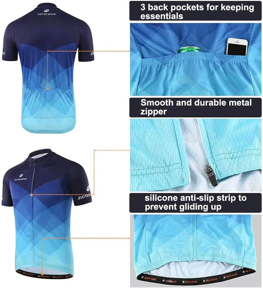Men's Short Sleeve Cycling Jersey Set Breathable Quick Dry 3D Padded Bicycle Shorts MTB Bike Clothing