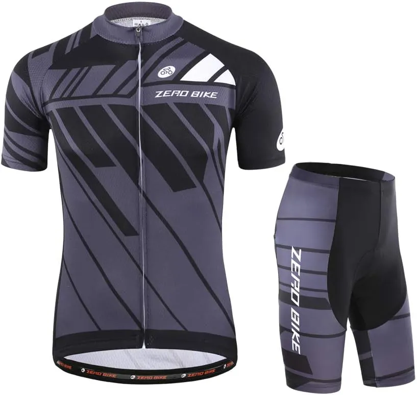 Men's Short Sleeve Cycling Jersey Set Breathable Quick Dry 3D Padded Bicycle Shorts MTB Bike Clothing
