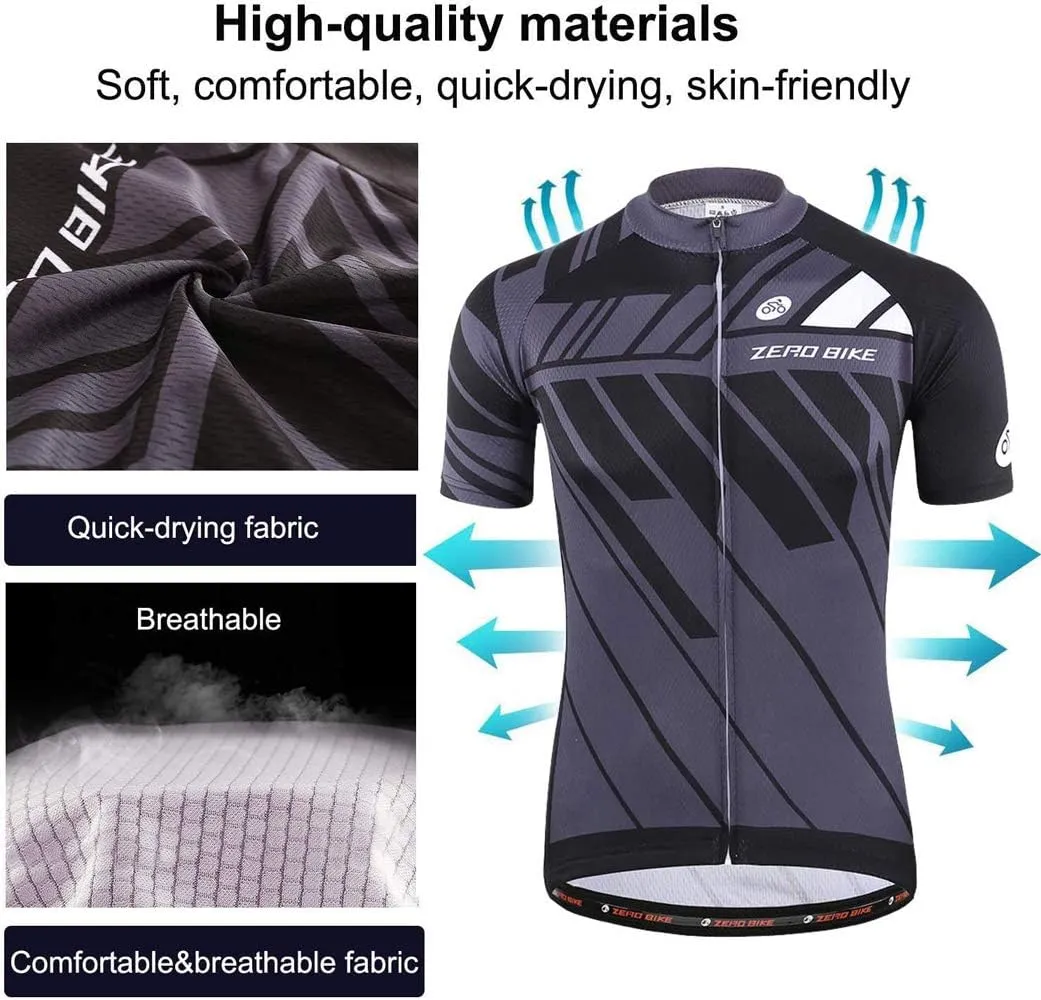 Men's Short Sleeve Cycling Jersey Set Breathable Quick Dry 3D Padded Bicycle Shorts MTB Bike Clothing