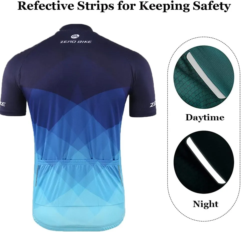 Men's Short Sleeve Cycling Jersey Set Breathable Quick Dry 3D Padded Bicycle Shorts MTB Bike Clothing