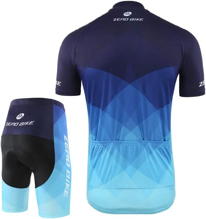 Men's Short Sleeve Cycling Jersey Set Breathable Quick Dry 3D Padded Bicycle Shorts MTB Bike Clothing